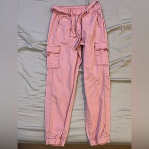 Pink girl cargo pants with belt